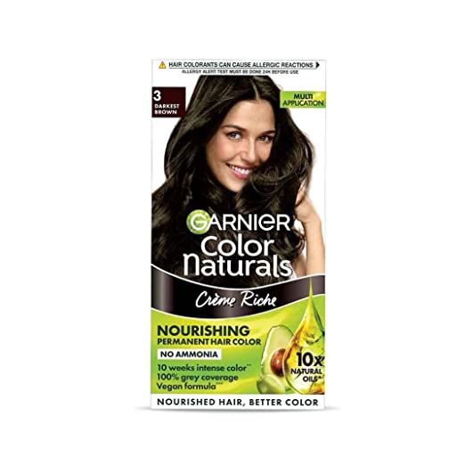 Garnier, Hair Colouring Creme, Long-lasting Colour, Smoothness & Shine, Color Naturals, Shade: 3 Darkest Brown, 35ml + 30g