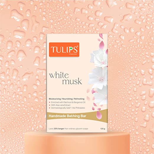 TULIPS Moisturizing Nourishing Refreshing Handmade Bathing Bar Soap with White Musk