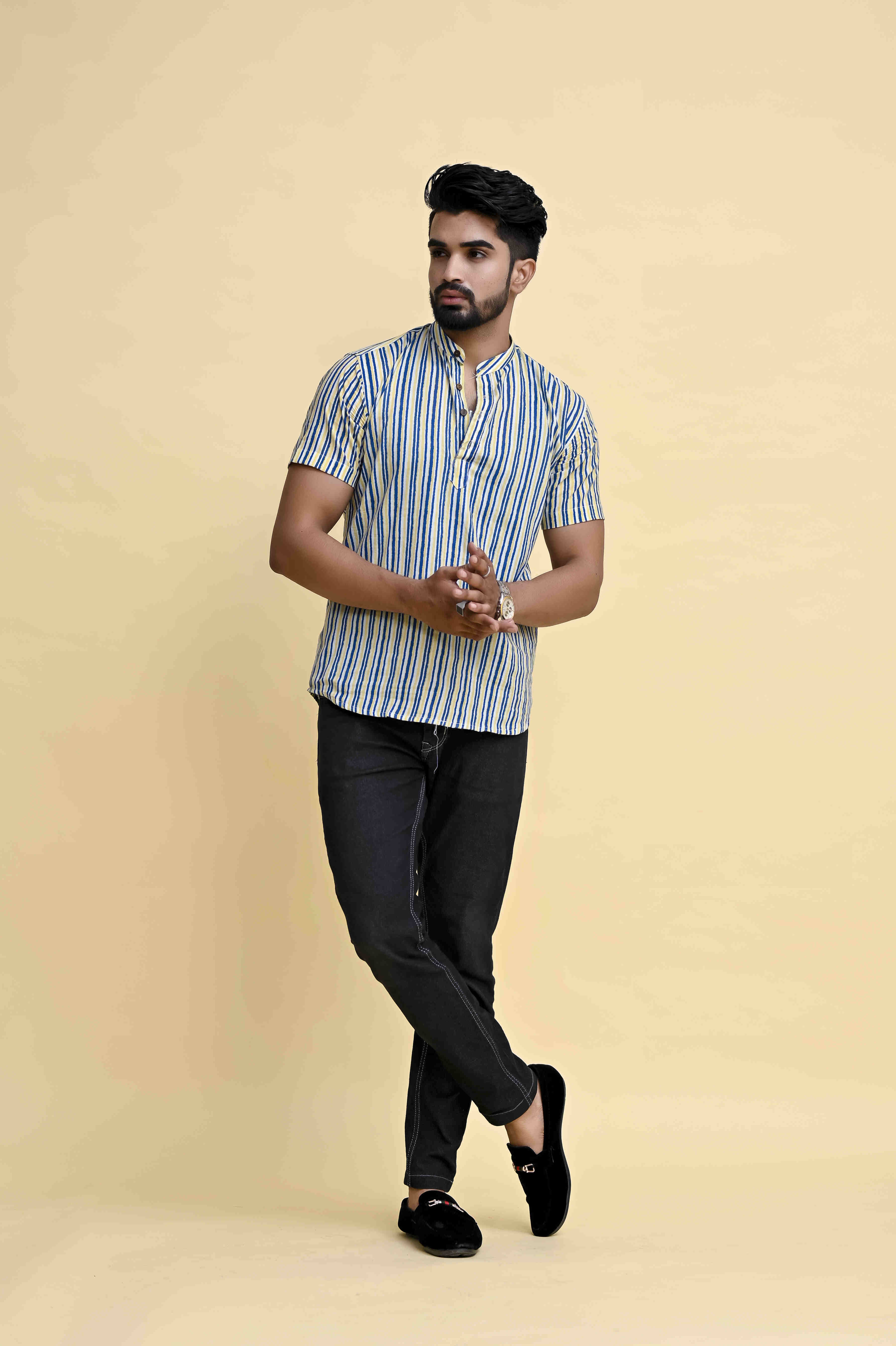 Lining Printed Kurta Half Sleeve For Men & Women