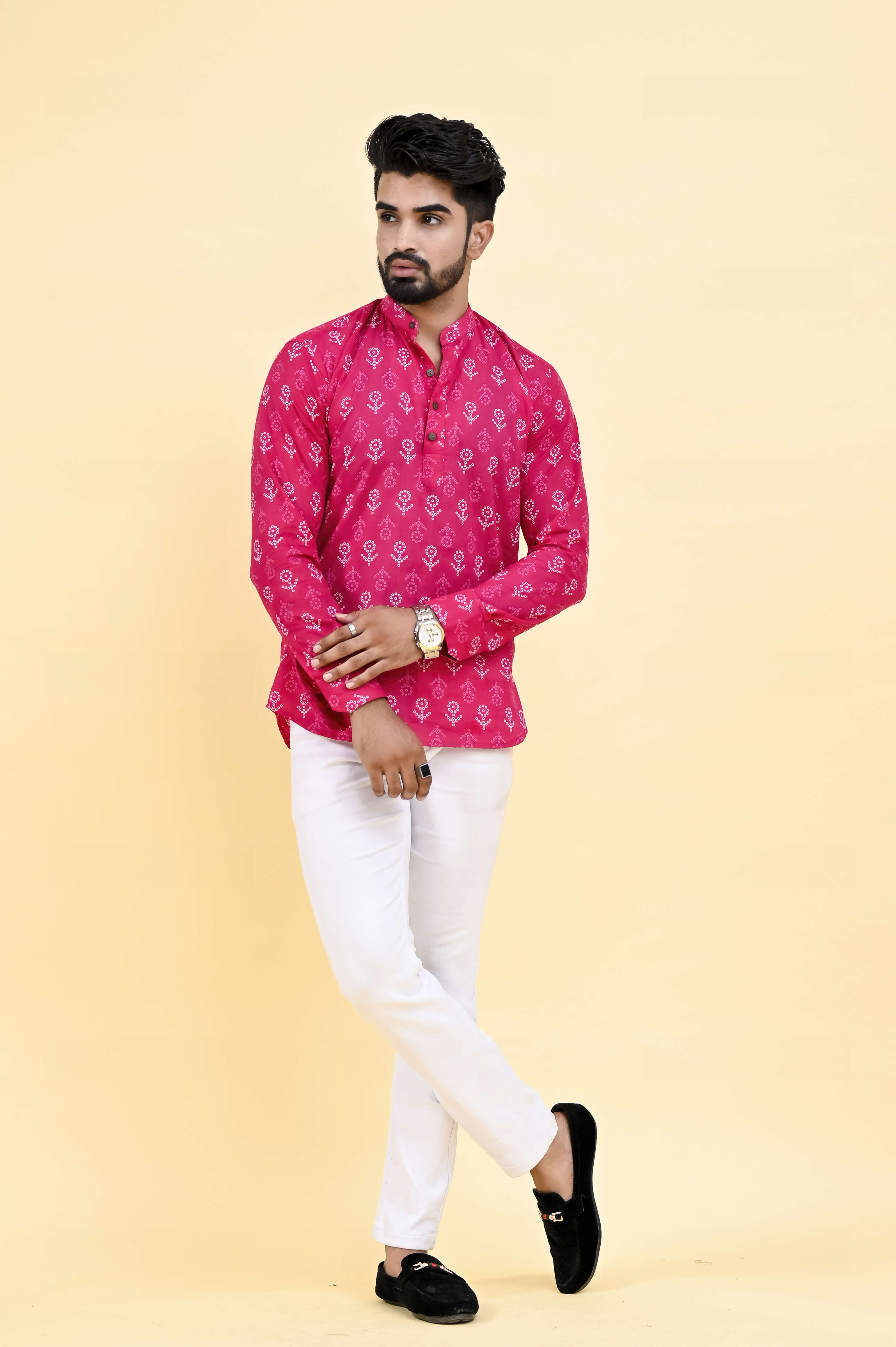 Bandhej Printed Kurta Full Sleeve For Men & Women