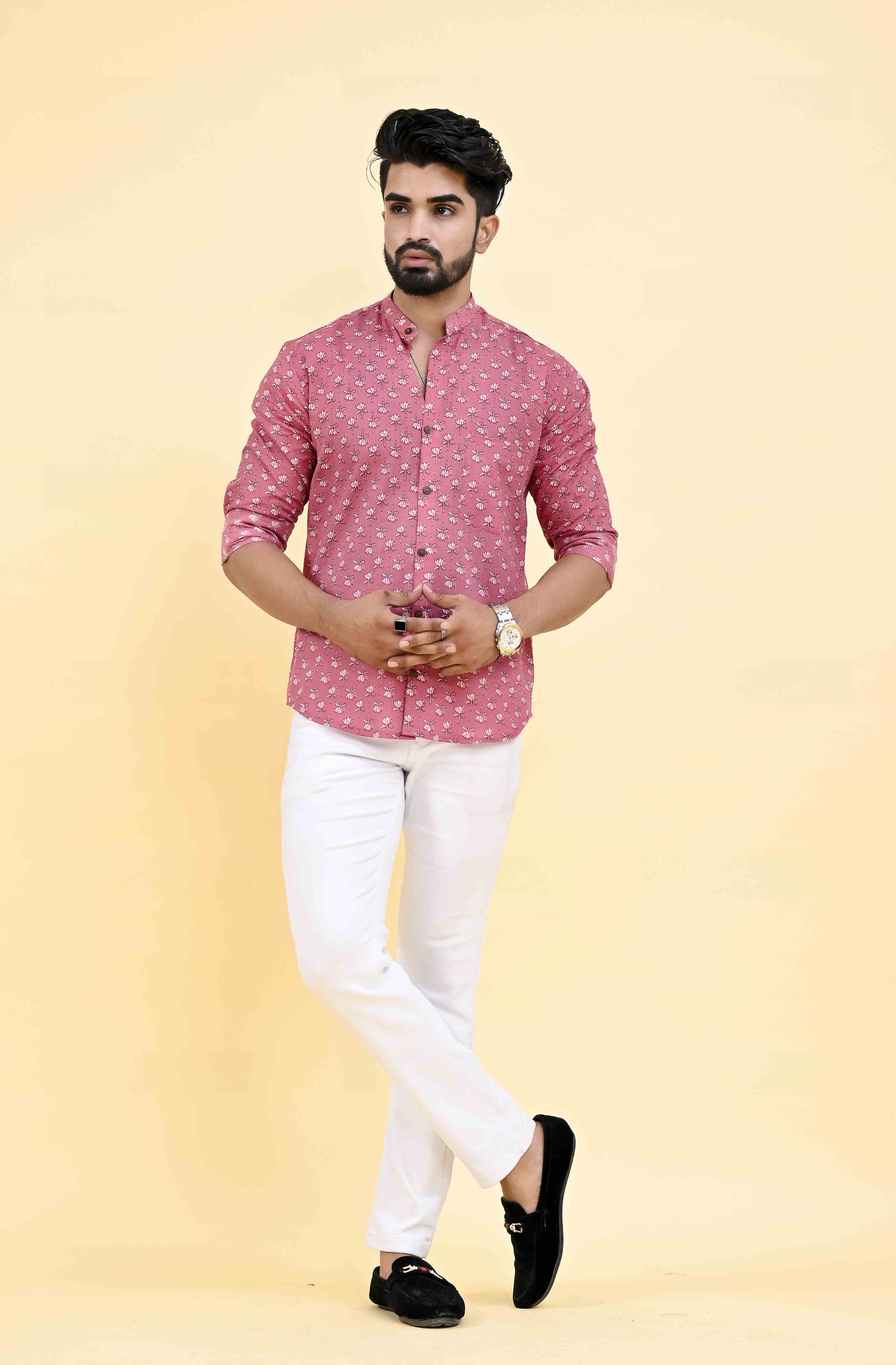Mandarin Collor Onion Color Shirt for Men